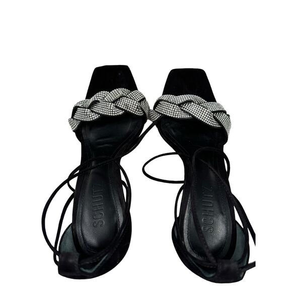 COPY - Schutz Stiletto Heels Braided Rhinestone Open Toe Strappy Glam Elegant S… - Picture 9 of 16